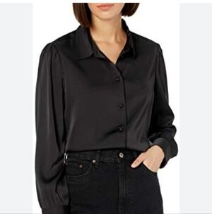Chic Black Women's Button-Up Blouse